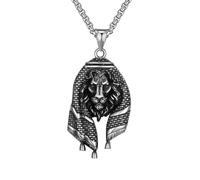 Keffiyeh Arabo Ciondolo Leone per Uomini Punk Testa di Leone Collana Maschio Roccia Animale Gioielli per Uomo