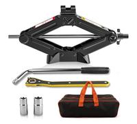 kefflum Cric per Auto 1.5T, Kit Completo Include Chiave a Cricchetto e Leva Telescopica per Pneumatici, Crick Auto 1500kg per Cambio Gomme di Emergenza Portatile per Camion Berline Furgoni e SUV