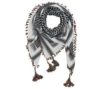 Kefiah Desert premium bianco-nero franges e pon-pon multicolor Shemagh Sciarpa A