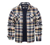 KEFITEVD Camicia Imbottita Uomo Pile Invernale Calda Foderata Casual Cotone
