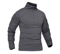 KEFITEVD Camouflage Camicia Uomo Flecktarn BDU Uniforme Tattica Woodland Training Gioco di Guerra Camicia Militare Traspirante Grigio M (Etichetta: XL)
