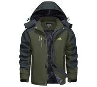 KEFITEVD Giacca Invernale Uomo Giacca da Sci Traspirante Escursionismo Giacca Pile Cappuccio Outdoor Giacca Idrorepellente Invernale Verde Esercito L