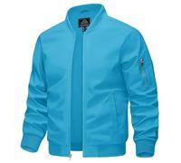 KEFITEVD Giacche da baseball sottili estive da uomo casual bomber cargo giacca a vento militare con tasche multiple, Blu ghiaccio., XL