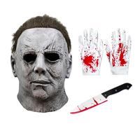 Kefyvbdj Maschera di Michael Myers Halloween, Maschera in Lattice con Capelli, con Guanti e Coltello, Maschera Horror Spaventosa per Costume, Cosplay, Feste di Carnevale e Halloween Party