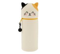 KEGAJEGA Astuccio in silicone 2 in 1 cartone animato, astuccio in silicone, astuccio per la scuola, per bambini, per ragazze e ragazzi, Gatto sorridente, no