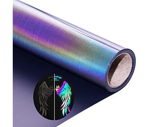 KEGUMINGX Reflective Heat Transfer Vinyl Rainbow HTV Rolls Pack 12inch x 5Feet Iron on Vinyl for Cricut, T-Shirts DIY Design, Silhouette Cameo & Heat Press Machine(Reflective Rainbow htv)