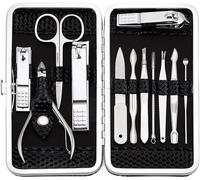 Keiby Citom Tagliaunghie Set Professionale - Grooming Kit Strumenti per Manicure e Pedicure 12 pcs con Bella Box (Nero.)