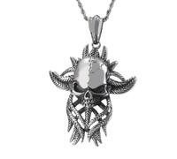 keigtuxh Collana da uomo con ciondolo a forma di teschio, in acciaio inox | creativo mille mani cranio REACH pelle sicuro punk gotico motociclista