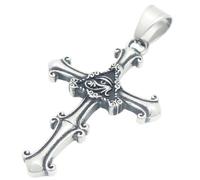 keigtuxh Collana vintage con ciondolo vichingo, in acciaio inox, | antichi disegni thor martello tridente ankh croce argento antico REACH protezione sicura della pelle amuleto anti ossidazione