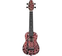 Ortega Guitars Soprano Ukulele rosso - Keiki K2 - Starter Kit include Accordatore, Tracolla, 5 Plettri Medi e Borsa con Coulisse - red kaleidoscope (K2SS-RKC)
