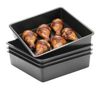 KEILEOHO 4 pirottini quadrati, 20 x 20 cm, rettangolari in acciaio al carbonio, per torte, toast, grigio scuro