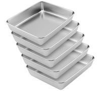 KEILEOHO 5 Pz Teglie Forno Rettangolari 26 x 20 x 5 cm, Teglie Forno in Acciaio Inox, per Cuocere e Servire, Pizza, Biscotti, Lavabile in lavastoviglie