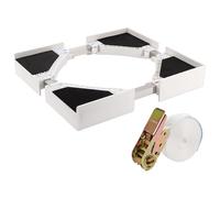 KEILEOHO Set di cornici di collegamento universali, regolabili, con corda a cricchetto e vassoio antiscivolo, 50-70 cm, telaio intermedio universale, colore bianco, per lavatrice e asciugatrice