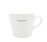 Keith Brymer Jones - Gamma di parole irlandesi - Tazza bianca in ceramica standard - Knackered - 350ml - In confezione regalo