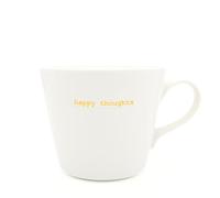 Keith Brymer Jones - Gamma di parole - Tazza in ceramica bianca standard - Pensieri felici - 350 ml - In confezione regalo