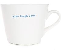 Keith Brymer Jones - Gamma di parole - Tazza standard in ceramica bianca - Live Laugh Love - 350ml - Confezione regalo