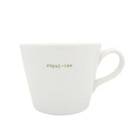 Keith Brymer Jones - Gamma di parole - Tazza standard in ceramica bianca - tè reale (verde) - 350ml - Confezione regalo