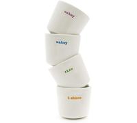 Keith Brymer Jones - Gamma Word - Set di 4 portauova in ceramica - Confezione regalo - Wakey Wakey Rise & Shine