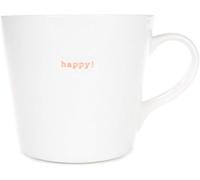 Keith Brymer Jones - Tazza grande in ceramica bianca con scritta "Happy", 500 ml, in confezione regalo