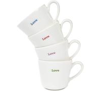 Keith Brymer Jones Word, set di 4 tazzine da caffè in ceramica, colore bianco, in confezione regalo, 100 ml