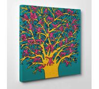 Keith Haring The Tree of Monkey Quadro Stampa su Tela Vernice Pennellate