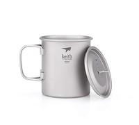 Keith Tazza in titanio Ti3201, con coperchio, manico pieghevole, 400 ml