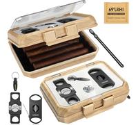KEJIAR Cigar Humidor Box Custodia da Viaggio Portatile per Sigari con Accessori per Sigari, Custodia per Sigari con Taglierina a V per Sigari, Taglierina per Sigari a Ghigliottina, Punzone per Sigari