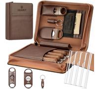KEJIAR Custodia per Humidor per Sigari, Scatola per Sigari Portatile con Taglierina Dritta, Taglierina a V, Punzone per Fori, Confezioni Umidificatore, Humidor da Viaggio e Accessori per Sigari Set