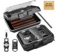 KEJIAR Travel Cigar Humidor Scatola per sigari portatile con taglierina per sigari 3 in 1 taglio a V, taglierina per sigari 2 in 1 taglio dritto, punzone per sigari, confezione di umidità