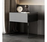 KEJIAWU Comodini Camera da Letto Moderno Semplice, Bianco Nero e grigio, Comodino con 1 Cassetti, Comodino con Fianchi in Vetro Temperato (Color : Grey, Size : 40CM/14.7IN)