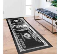 KEJIGIRL Tappeto runner da 100 dollari per corridoi in bianco e nero tappeto da cucina antiscivolo moderno per camera da letto, lavabile, per arredare la casa, lavanderia, bagno, 61 x 149 cm