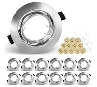 KEJIYILT Set di 12 faretti da incasso GU10, orientabili, 230 V, in acciaio inox spazzolato, faretti da soffitto rotondi, con attacco per LED GU10 o alogeni