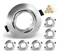 KEJIYILT Set di 6 faretti da incasso GU10, orientabili, 230 V, in acciaio inox spazzolato, faretti da soffitto rotondi, con attacco per LED GU10 o alogeni