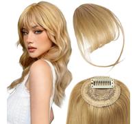 KEJOL Frangia Clip Capelli Veri 100% Umani, Extension Frangetta Clip in Bangs con Tempie Posticcio per Donna (Biondo)