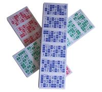 KEKA 900 Cartoni da Bingo Tricolore (3 Serie da 300 in Blu, Rosso e Verde) da usare e gettare borchie o riutilizzabili con gettoni (non inclusi) per gioco da bingo tradizionale a 90 palline