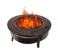 KEKAI Braciere in acciaio per uso esterno 3 in 1 Funzione Barbecue-Falò e Vaschetta Kekai Fox 81 x 35 cm Grill, Attizzatore e coperchio protettivo