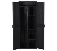 Keketa Armadio da giardino multifunzione con porta scopa e 4 ripiani, per interni ed esterni, colore nero, 65 x 45 x 172 cm