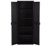 Keketa Armadio da giardino multifunzione con 4 ripiani, per interni ed esterni, colore nero, 65 x 45 x 172 cm