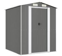 Keketa Capanno da Giardino Casetta Attrezzi Giardino Casetta da Giardino in Lamiera Casetta da Giardino Capanno Attrezzi da Giardino Attrezzi Giardino Grigio Chiaro 192x191x223cm Acciaio Zincato