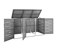 Keketa Contenitore per bidoni della spazzatura per 3 tonnellate, in acciaio inox, con chiusura a chiave, 207 x 77,5 x 115 cm, colore: antracite