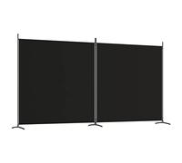 Keketa Divisorio a 2 pannelli, schermo pieghevole a pannelli, divisorio mobile, separatore per la privacy in tessuto, per interni, camera da letto, ufficio, bagno, colore nero, 348 x 180 cm
