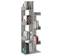 Keketa Libreria - Scaffale da appoggio a forma di albero, espositore per libri, scaffale per soggiorno, camera da letto, casa, ufficio, 48 x 25,5 x 140 cm, in legno grigio cemento