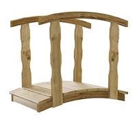 Keketa Ponte da giardino in legno, passerella per esterni ad arco con ringhiere di sicurezza, ponte decorativo per cortile, prato, torrente stagno passerella 110x74 cm impregnato legno massello di pin