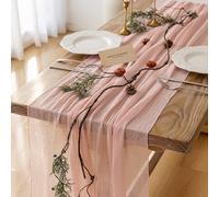 Keketo 3 pezzi garza rosa garza rustica Runner da tavolo 120 pollici 10 piedi per matrimonio baby shower sposa doccia compleanno fidanzamento giardino festa all'aperto decorazioni boho lunghe pulite