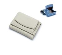 KEKUBUWE 2024 Nuovo mini portafoglio tascabile con porta carte di credito in vera pelle, Portafoglio sottile a tre ante con portamonete (One Size,White)