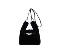 KEKUBUWE Mini borsa tote soffice, Borsa a tracolla pelosa, Mini borsa a tracolla soffice in pelliccia sintetica da donna (Black,One Size)