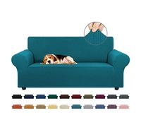 KEKUOU Copridivano elasticizzato Loveseat 1 pezzo per divano (139,7-200,7 cm) per divano a 2 posti con fondo elastico per bambini, animali domestici. Tessuto jacquard a quadri (medio, blu pavone)