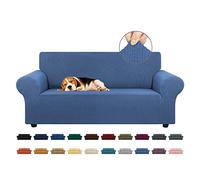 KEKUOU Copridivano elasticizzato Loveseat per divano a 2 cuscini (140-200 cm), protezione per mobili con fondo elastico, per bambini e cani, in jacquard a quadretti (M, lato fiume)