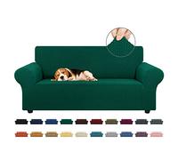 KEKUOU Copridivano elasticizzato Loveseat per divano a 2 cuscini (140-200 cm), protezione per mobili con fondo elastico, per bambini e cani, in jacquard a quadretti piccoli (M, cacciatore)