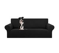 KEKUOU Copridivano elasticizzato oversize (238,8-289,4 cm), protezione per mobili per divano a 4 posti, con fondo elastico, per bambini e animali domestici, in tessuto jacquard a quadri (XL, nero)